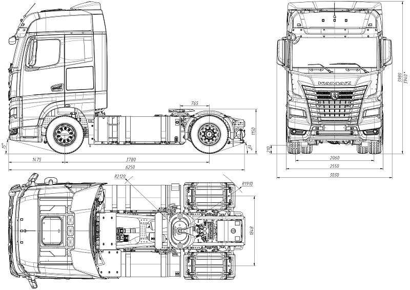 Седельный тягач KAMAZ-54901-70808-МА на КПГ | КАМАЗ-54901 на КПГ c ДОПОГ (ADR)