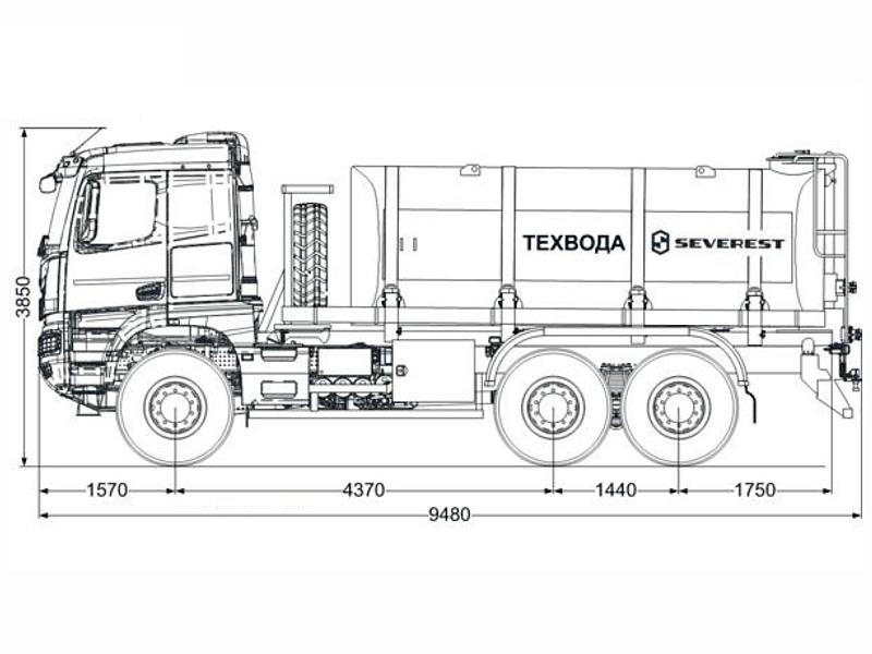 Автоцистерна для технической воды АЦВ-20 на шасси KAMAZ-65959-0045-СА 6х6
